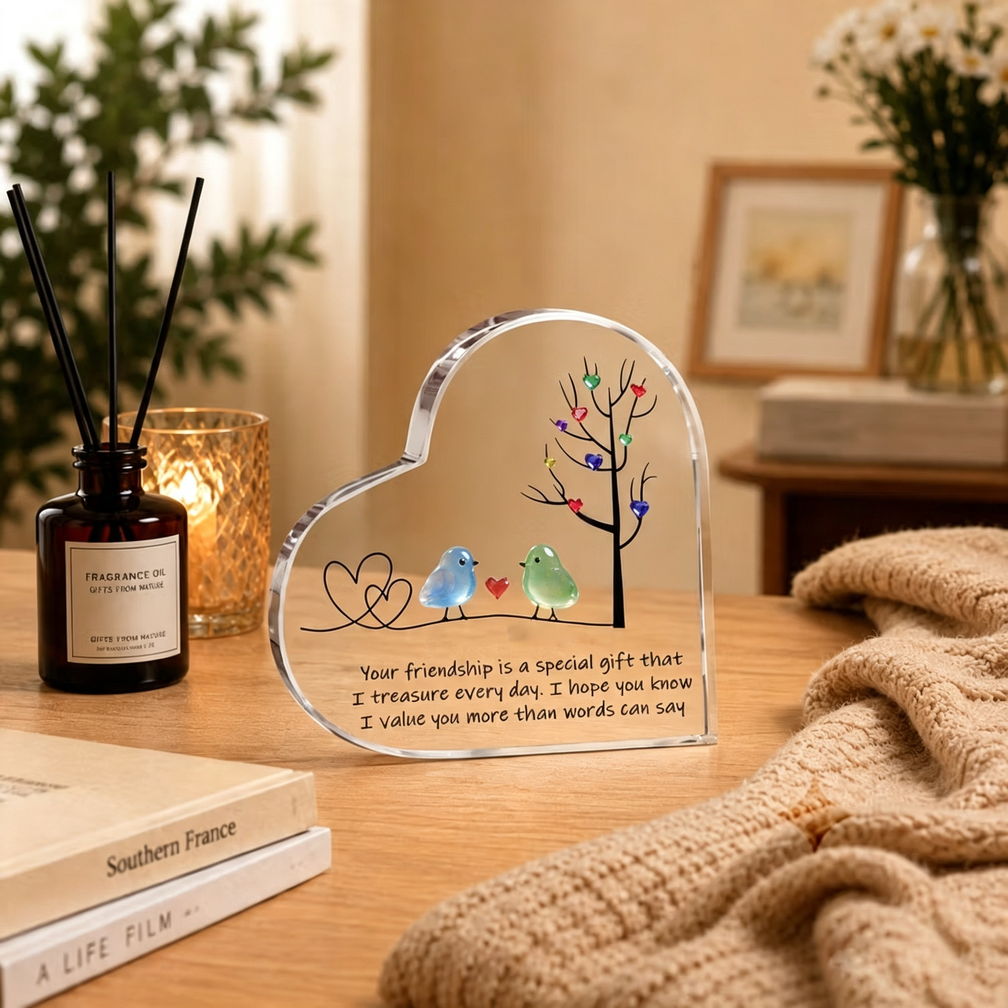 Sea Glass Tree of Life Friendship Heart Plaque