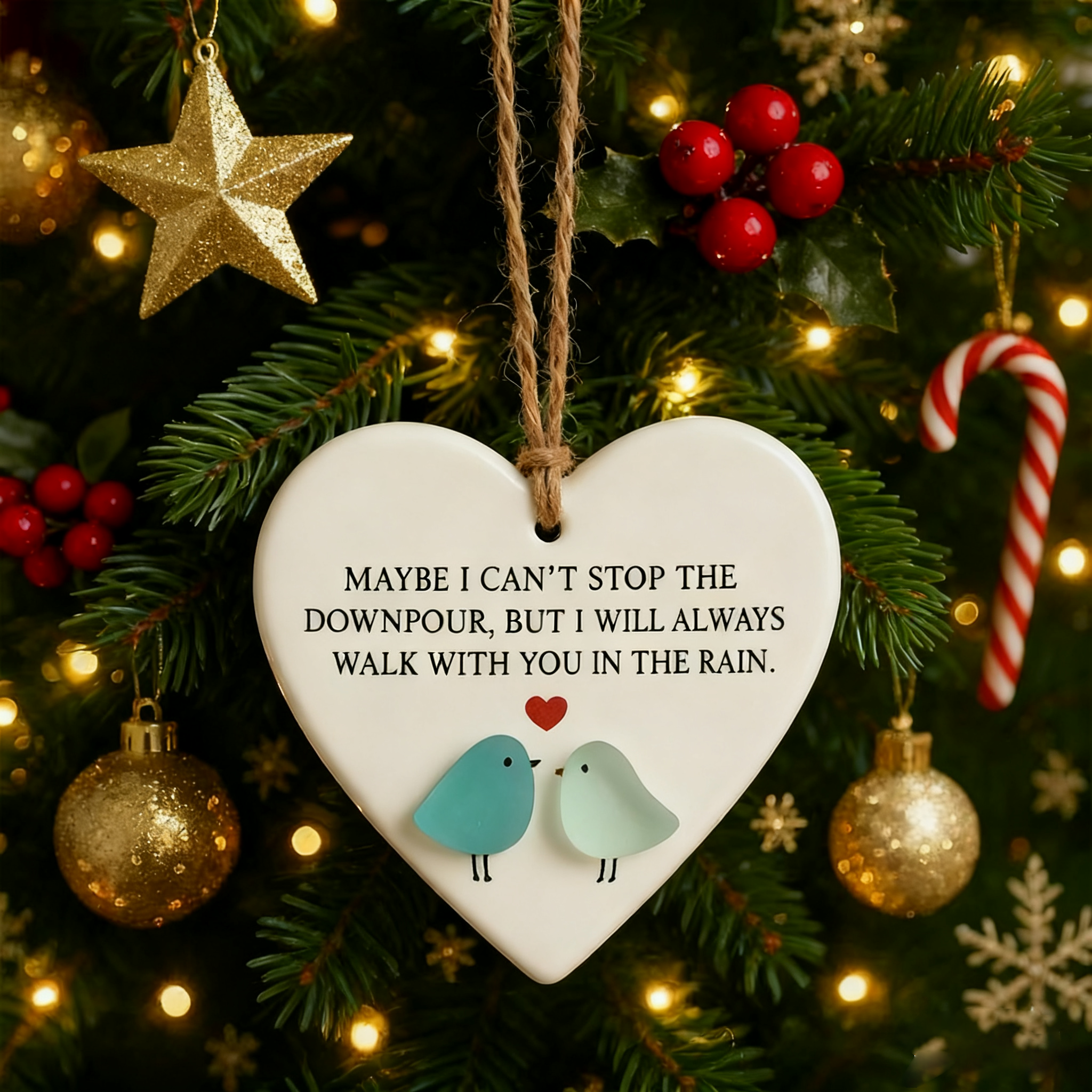Unwavering Companion Sea Glass Heart Ornament
