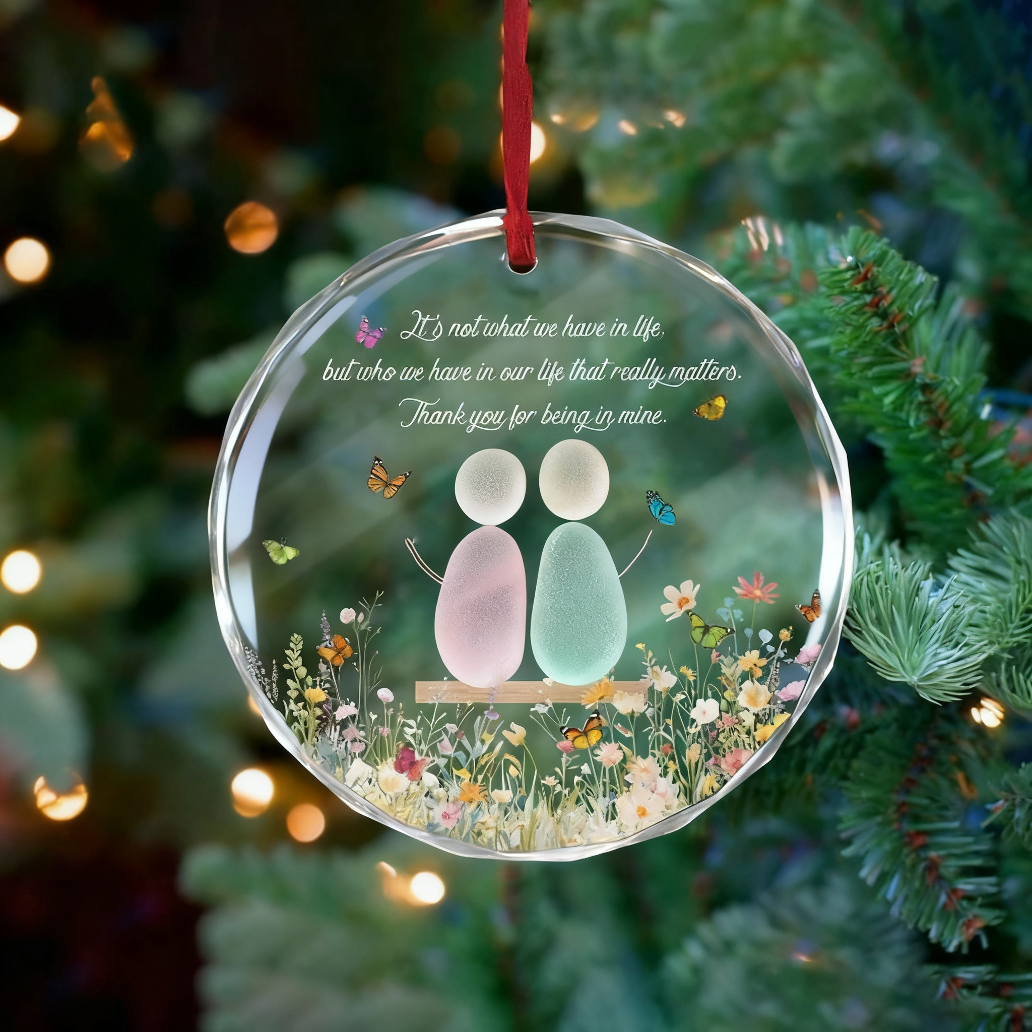 Floral Friendship Sea Glass Ornament
