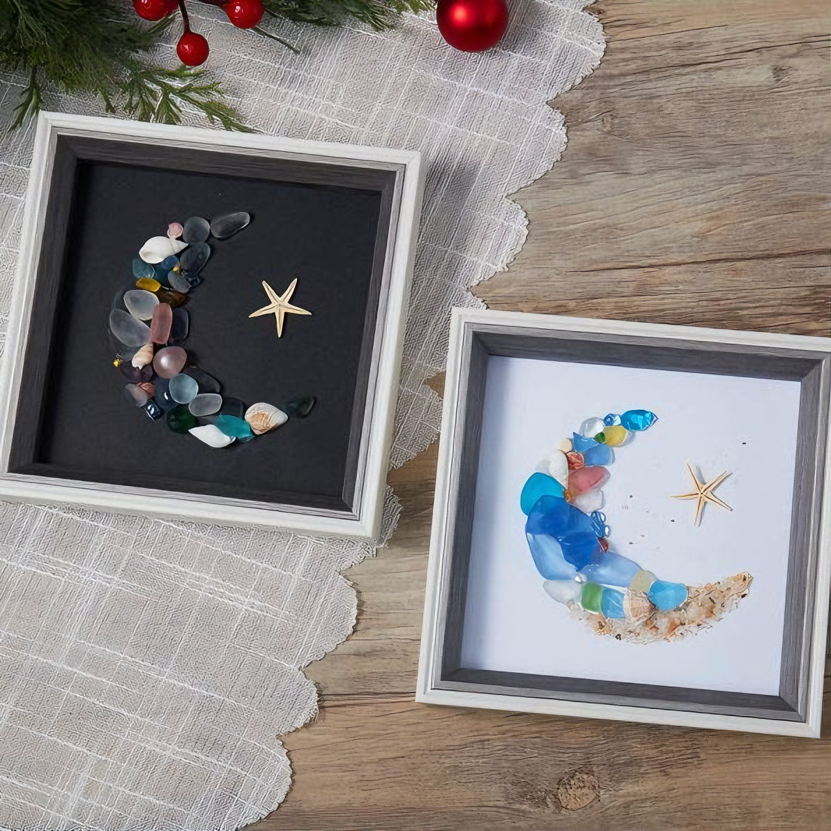 Sea Glass Moon Art Frame