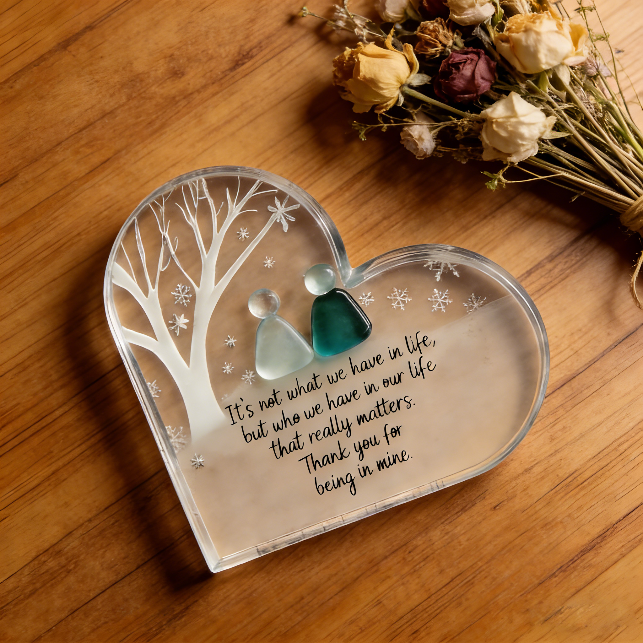 Heart-Shaped Sea Glass Friendship Plaque