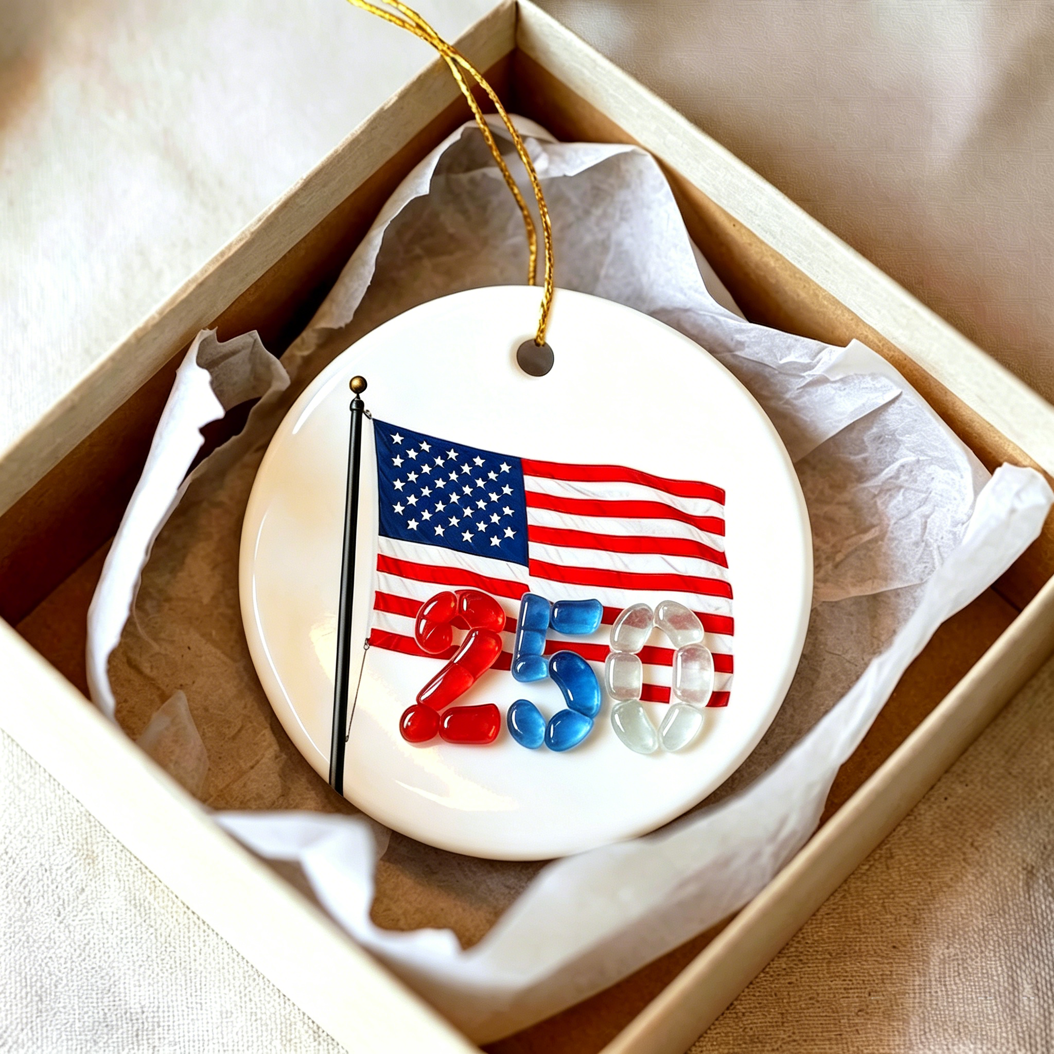 America 250 Sea Glass Ornament