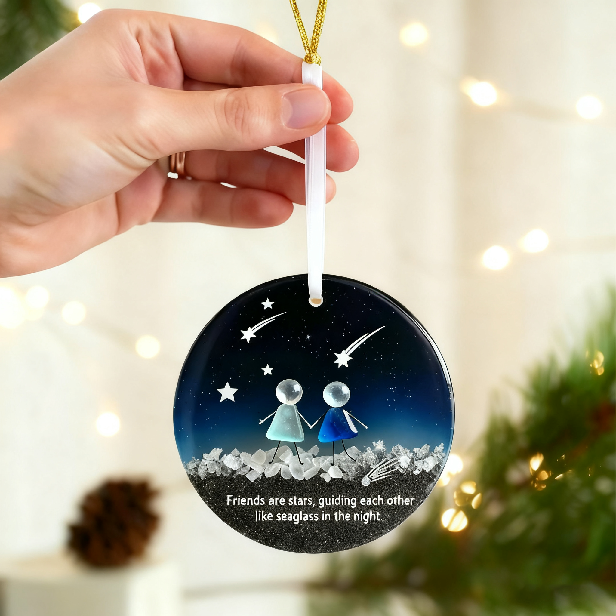 Guiding Stars Sea Glass Friendship Ornament
