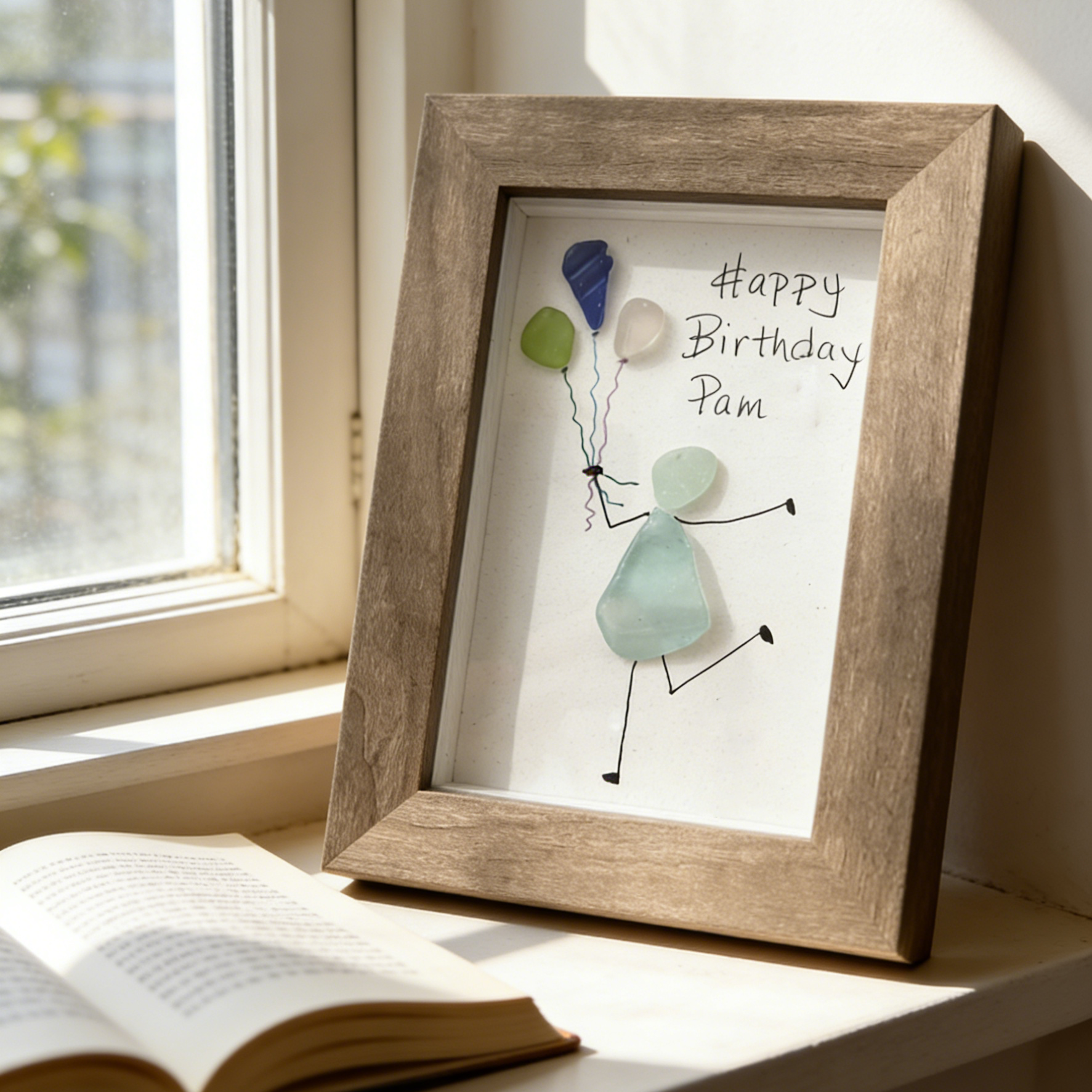 Personalized Happy Birthday Sea Glass  Art 