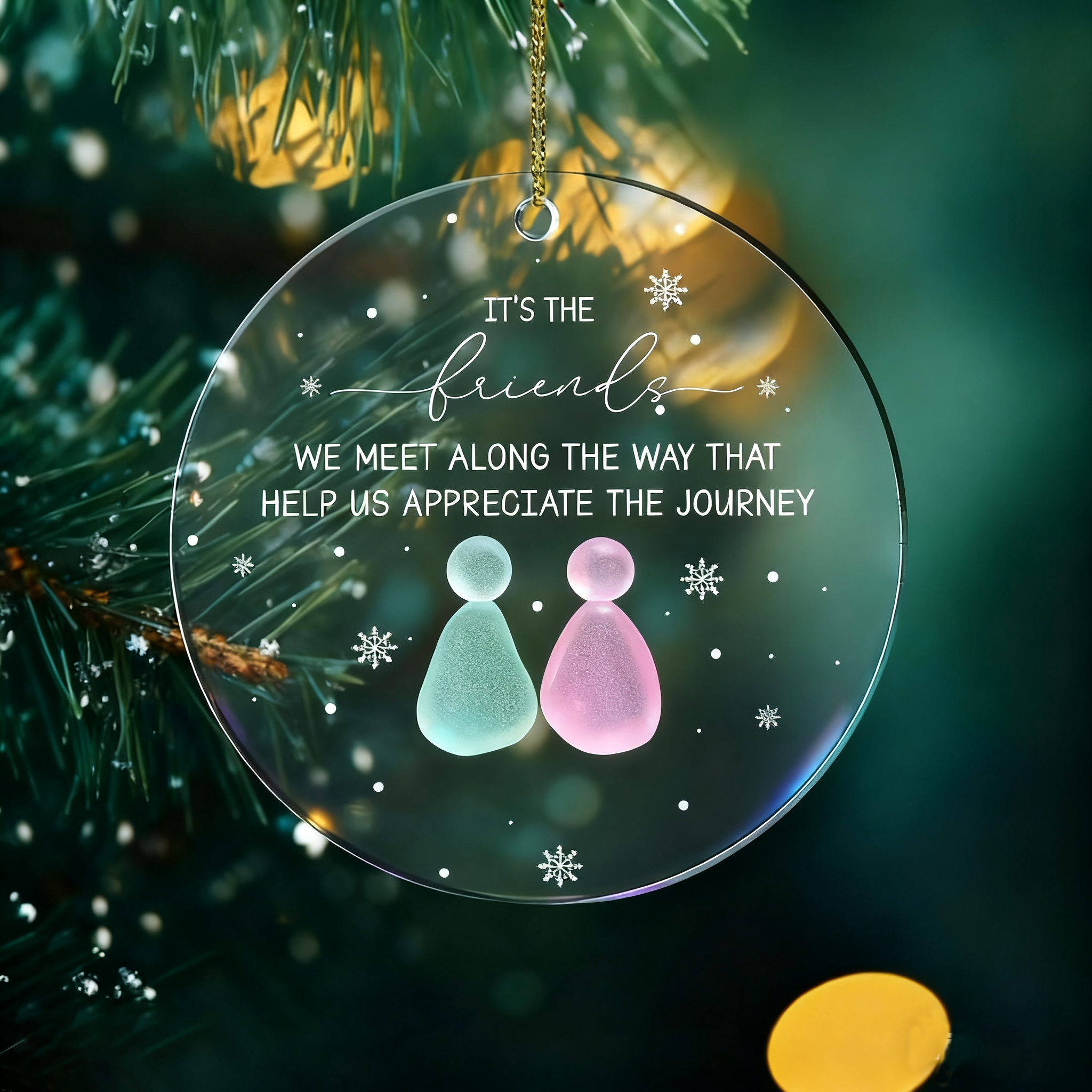 Friendship Bestie Sea Glass Ornament