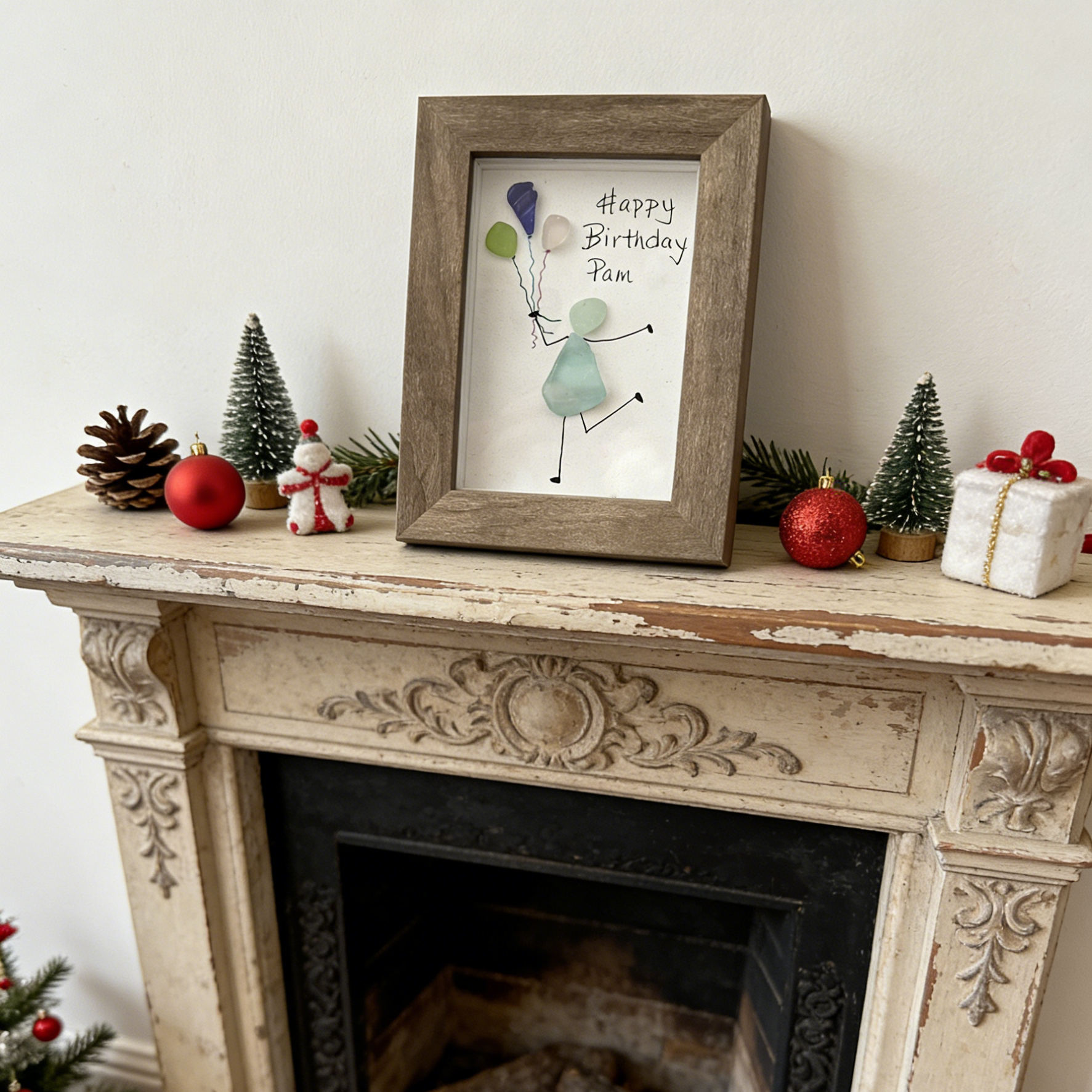 Personalized Happy Birthday Sea Glass  Art 