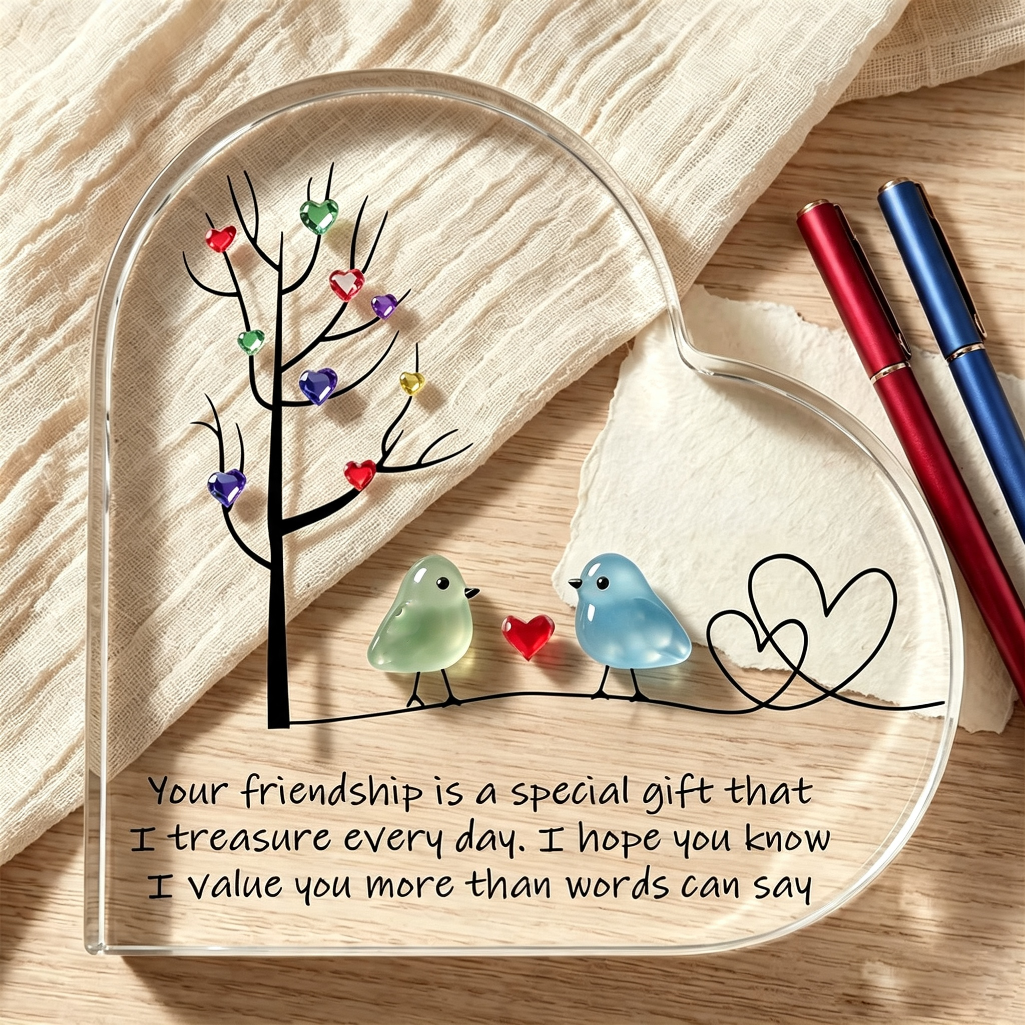 Sea Glass Tree of Life Friendship Heart Plaque