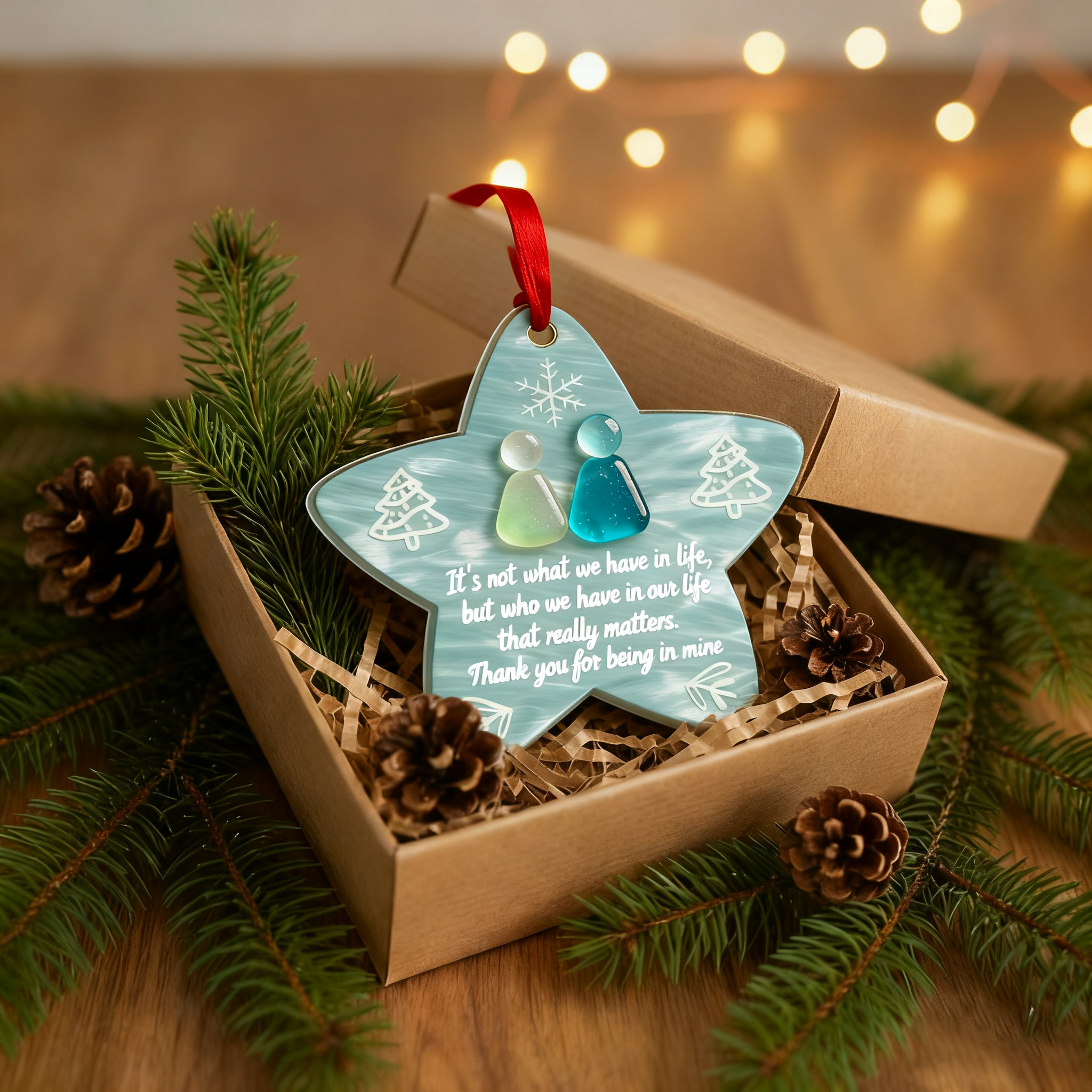 Star-Shaped Gratitude Sea Glass Ornament