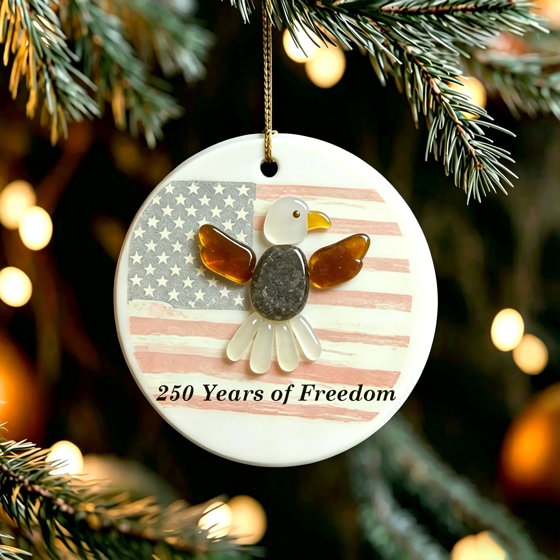 Patriotic Eagle Sea Glass Hanging Decor