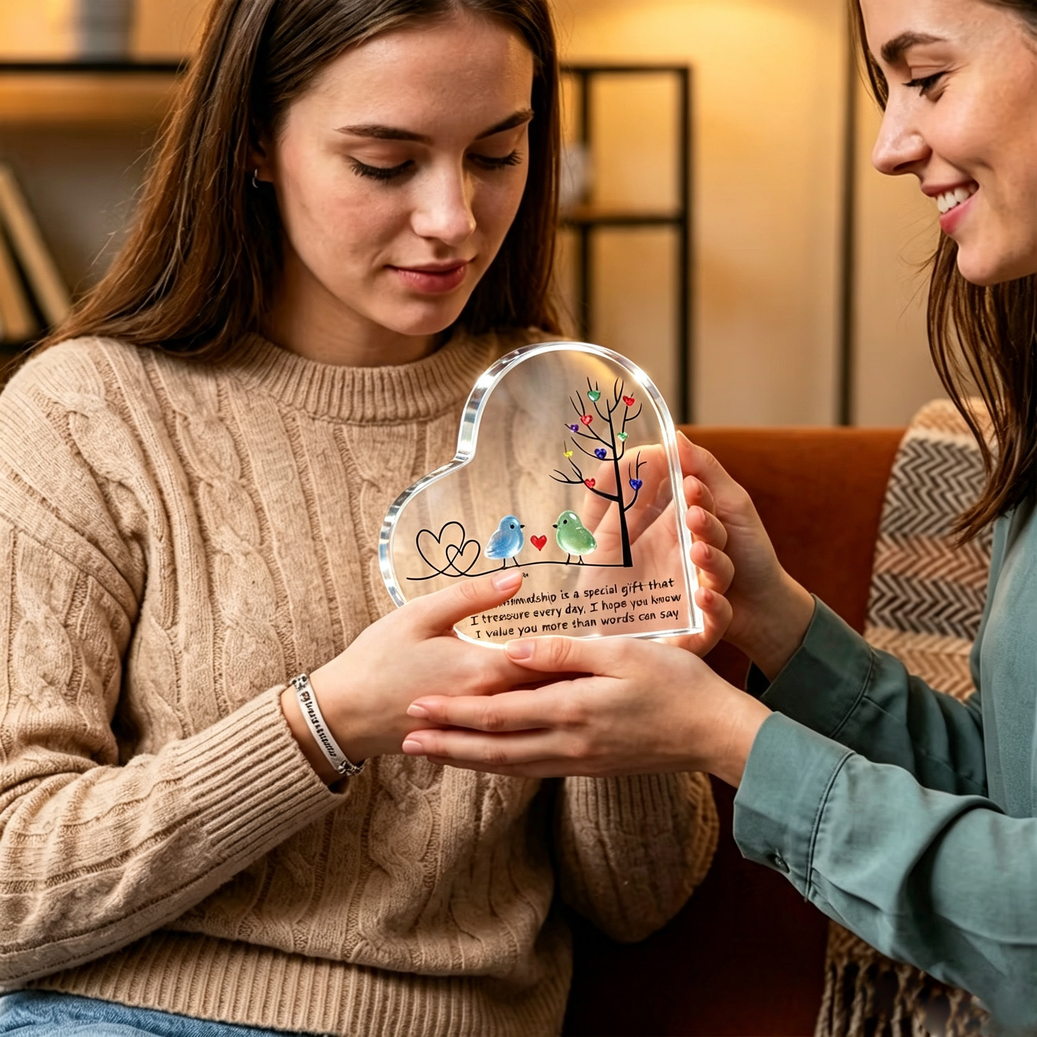 Sea Glass Tree of Life Friendship Heart Plaque
