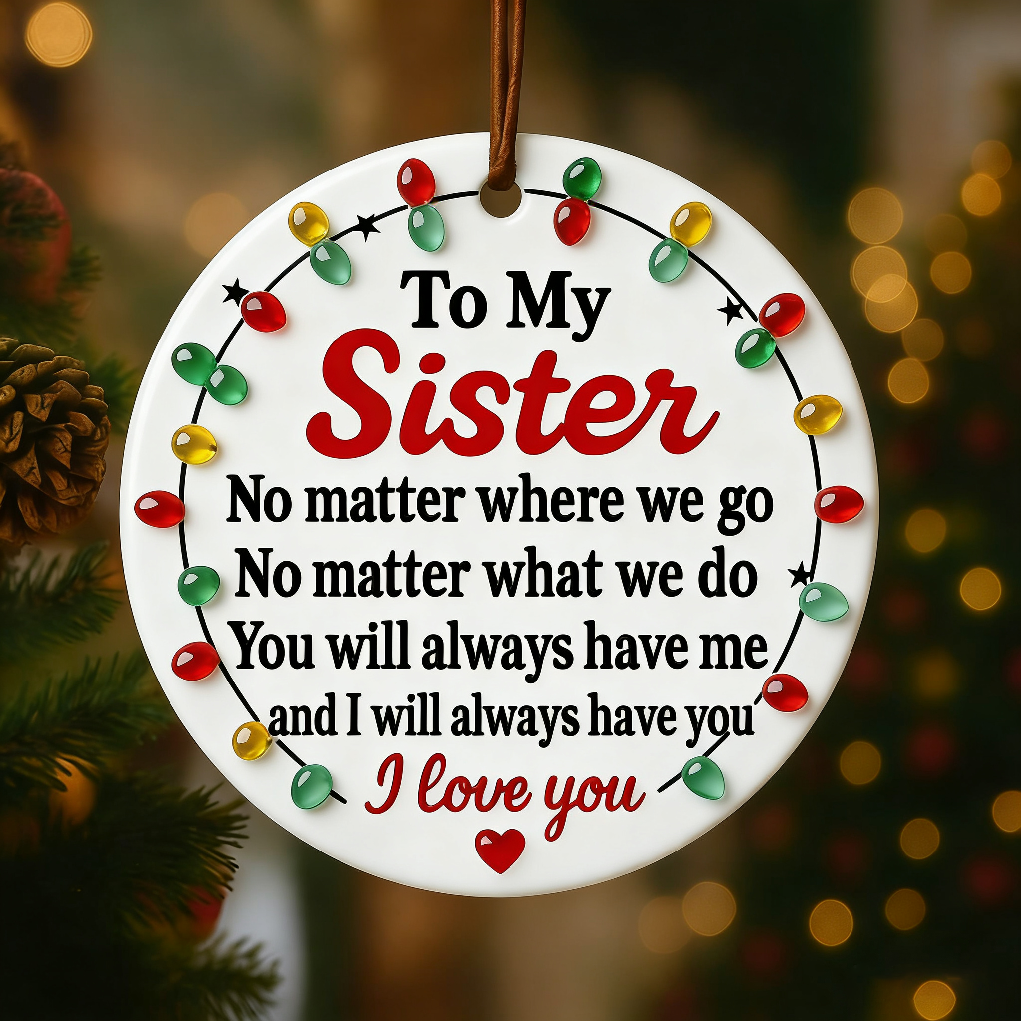  To My Sister Sea Glass Ornament