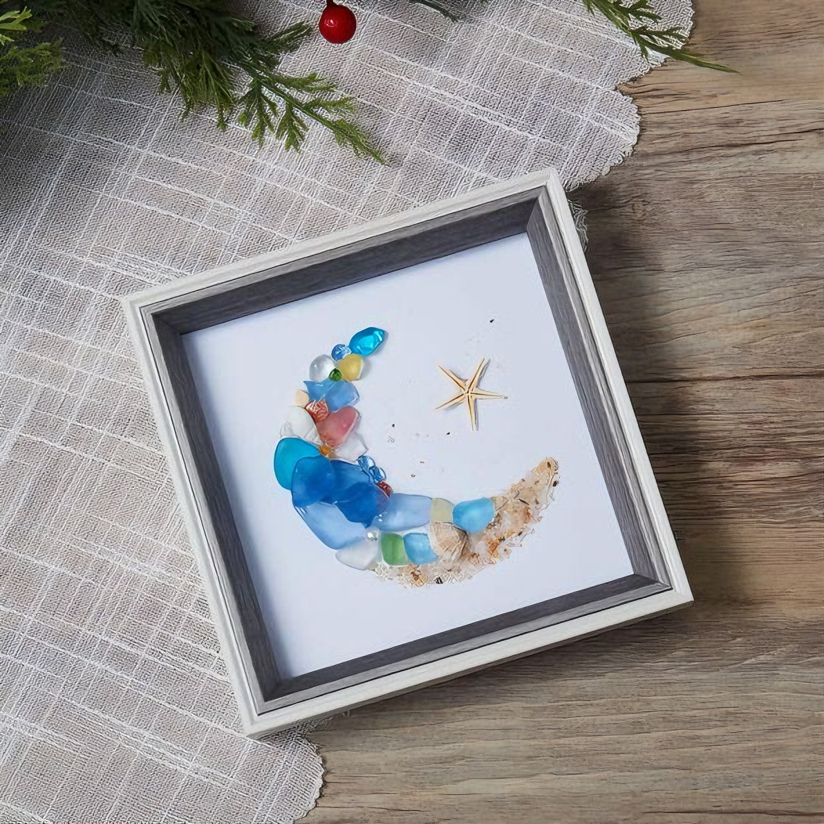 Sea Glass Moon Art Frame