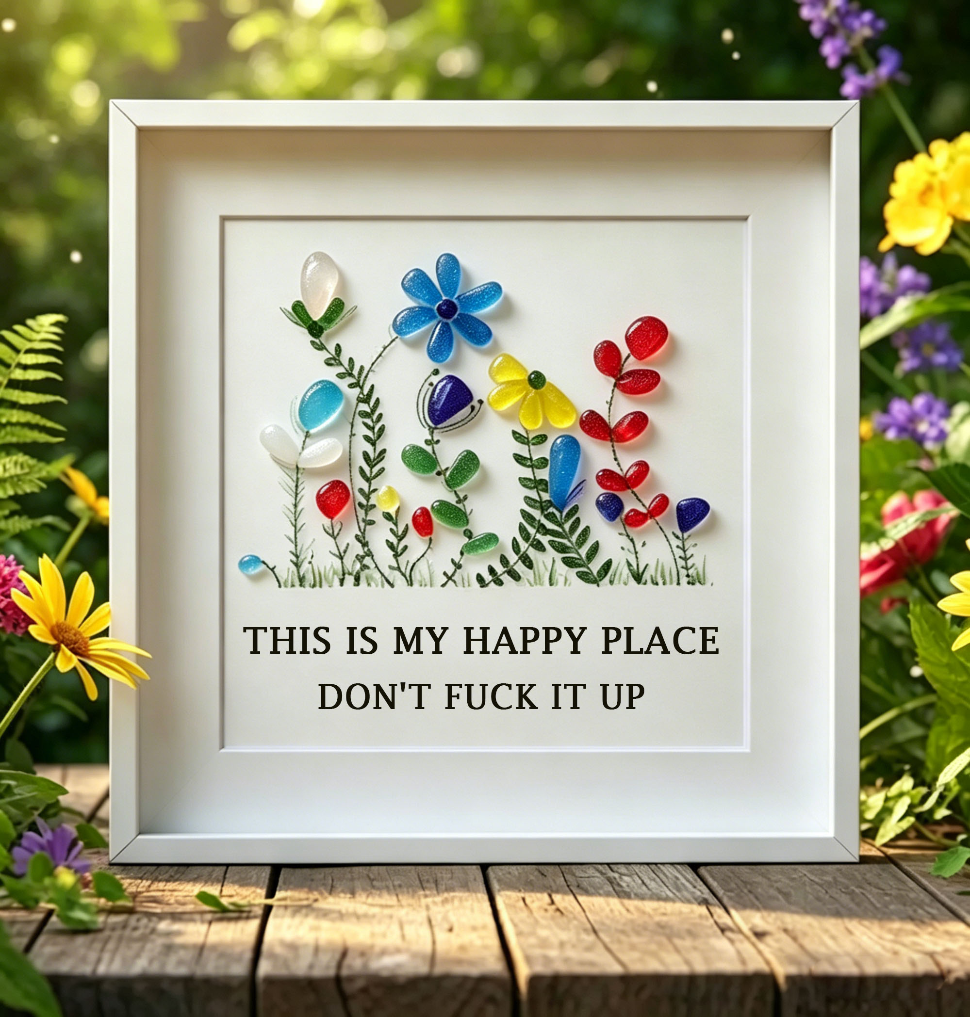 “This Is My Happy Place” Sea Glass Art