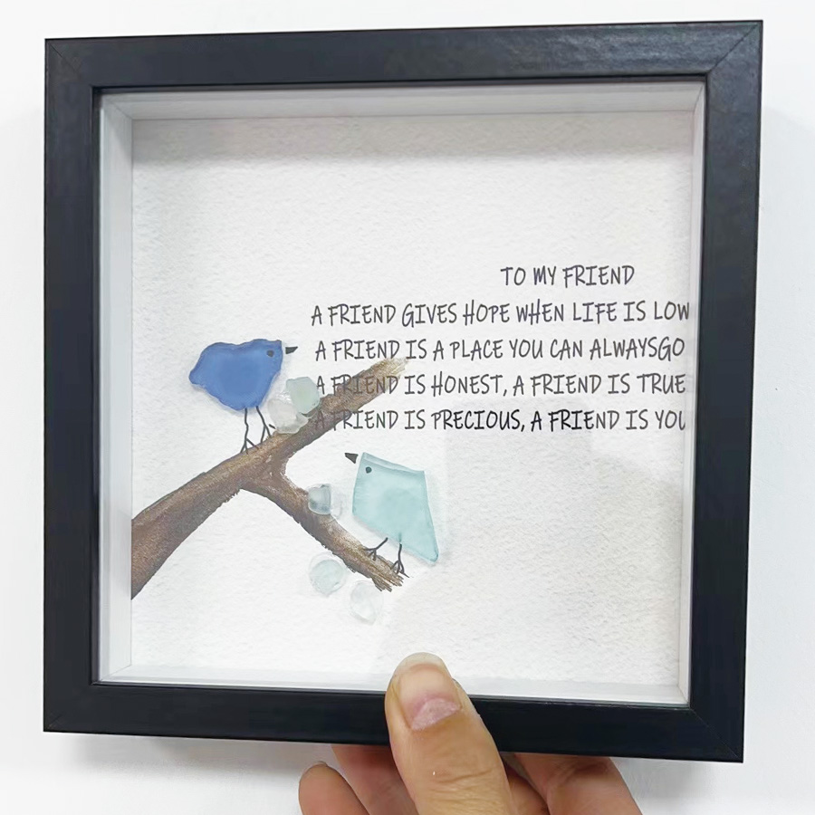 Friendship Sea Glass Birds Artwork