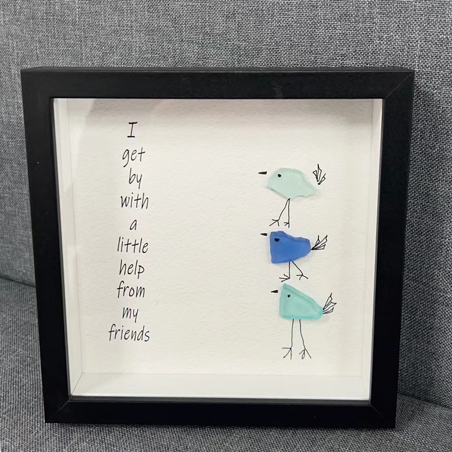 Friendship Sea Glass Birds Artwork