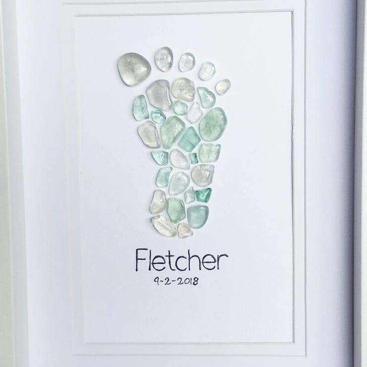 👣 Personalized Baby Footprint Sea Glass Keepsake