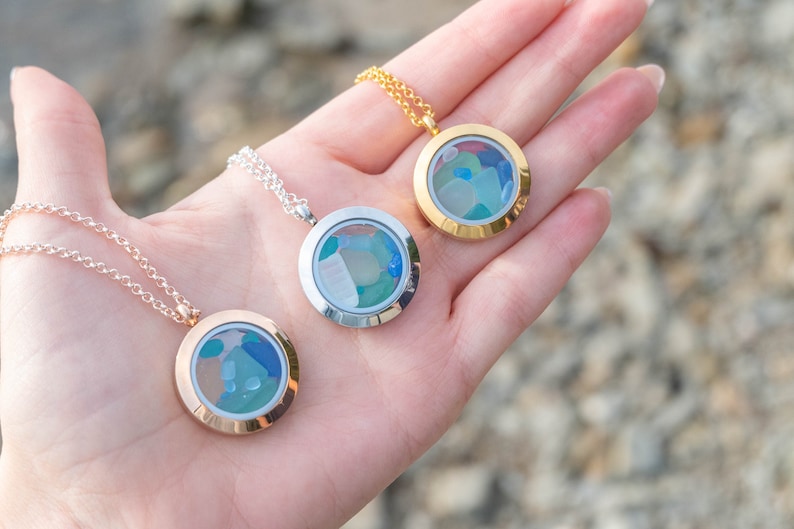 Valentines day gift Sea glass Jewelry for women Beach glass necklace Unique gift for her Birthday gift for sister Seaglass necklace for mom image 3