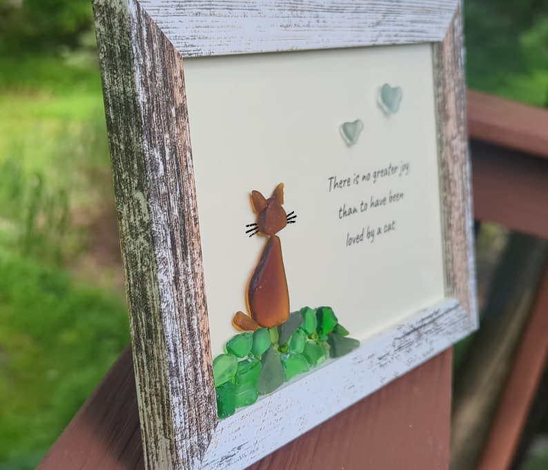🥰Cat Sea Glass Art -Unique Gift for Cat Lover