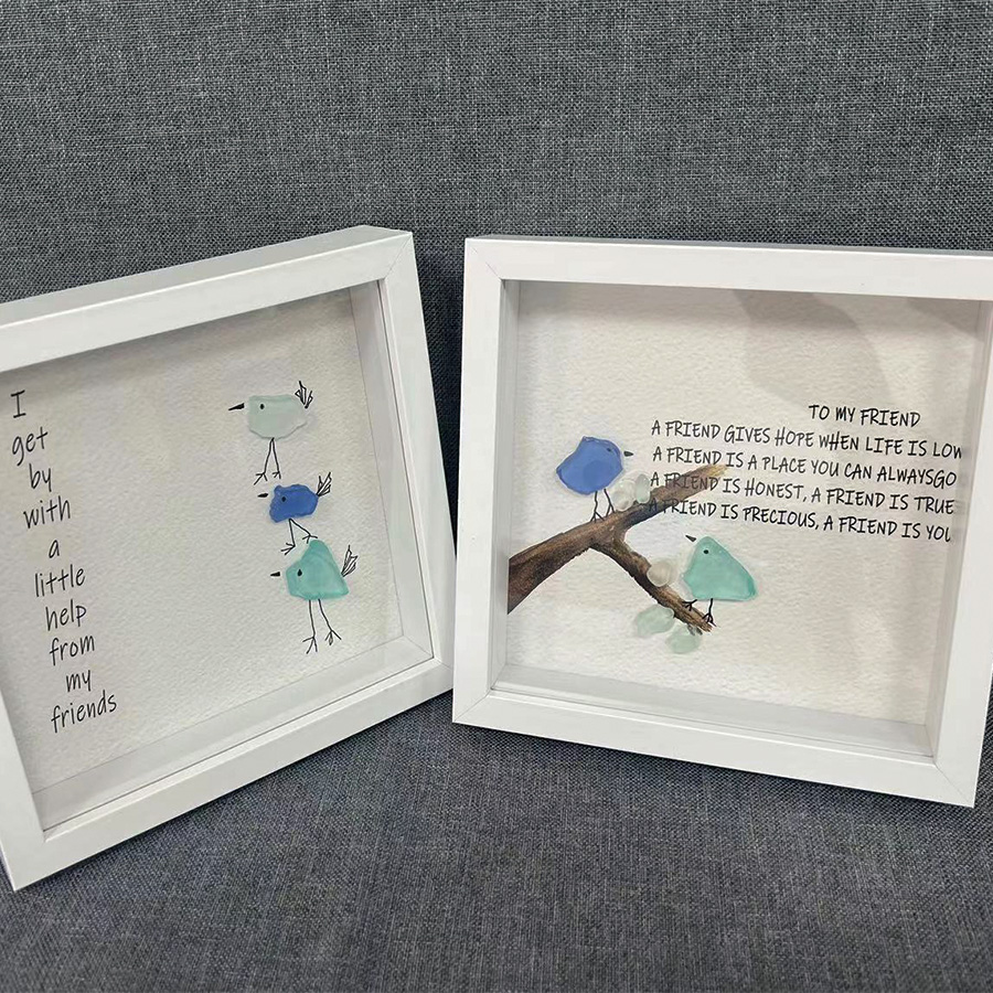 Friendship Sea Glass Birds Artwork