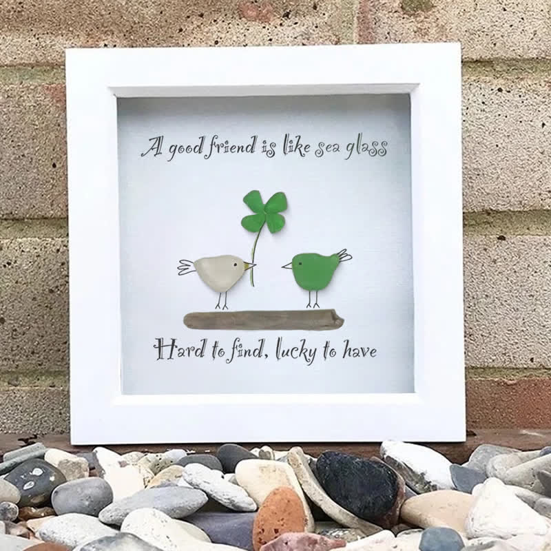 Four-leaf Clover Friendship Sea Glass Art