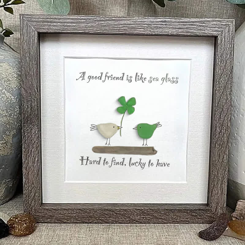Four-leaf Clover Friendship Sea Glass Art