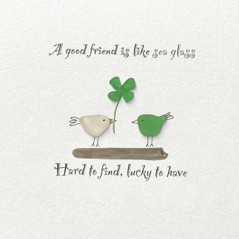 Four-leaf Clover Friendship Sea Glass Art