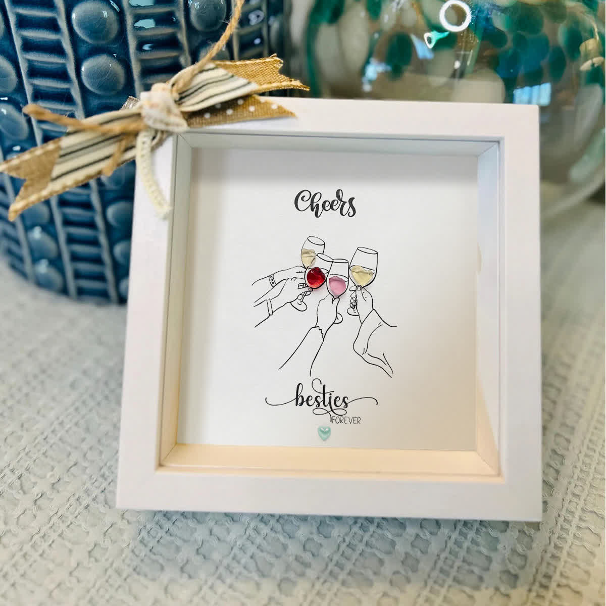 Forever Besties Sea Glass Art