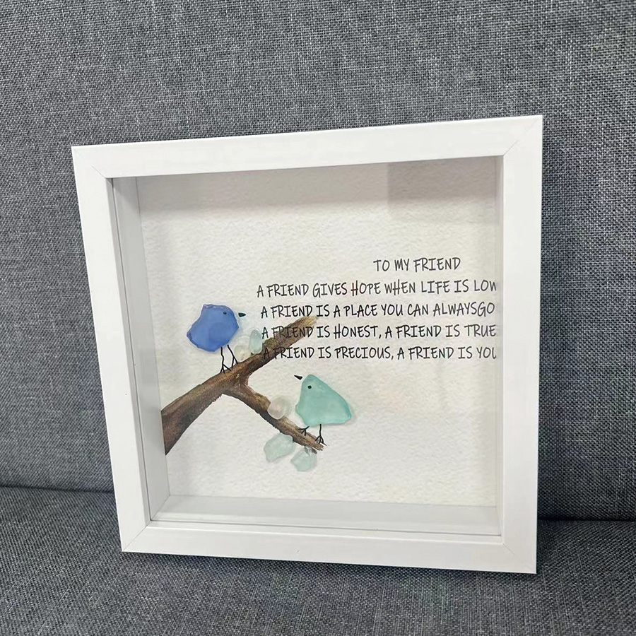 Friendship Sea Glass Birds Artwork