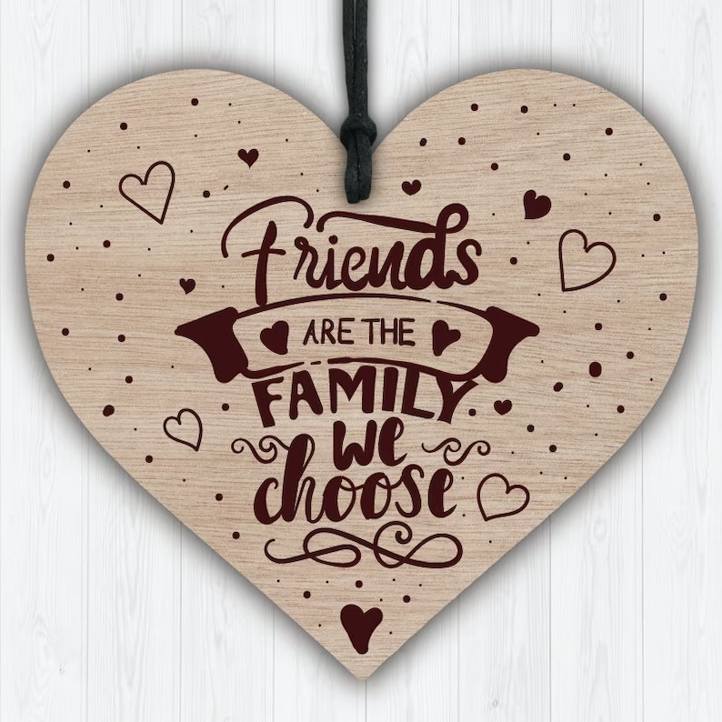 Wooden Hanging Heart Friendship Gift