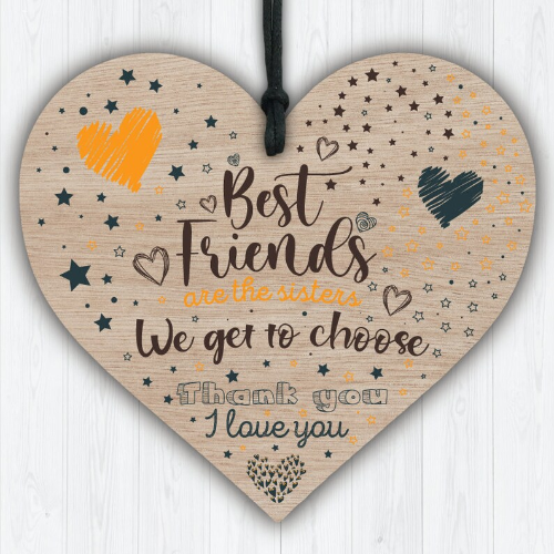 Wooden Hanging Heart Friendship Gift