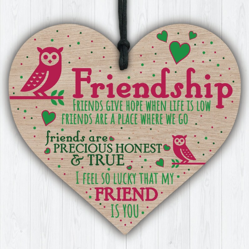 Wooden Hanging Heart Friendship Gift