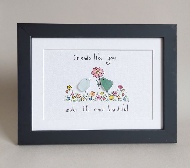 Gift for Close Friend- Handmade Original Sea Glass Art