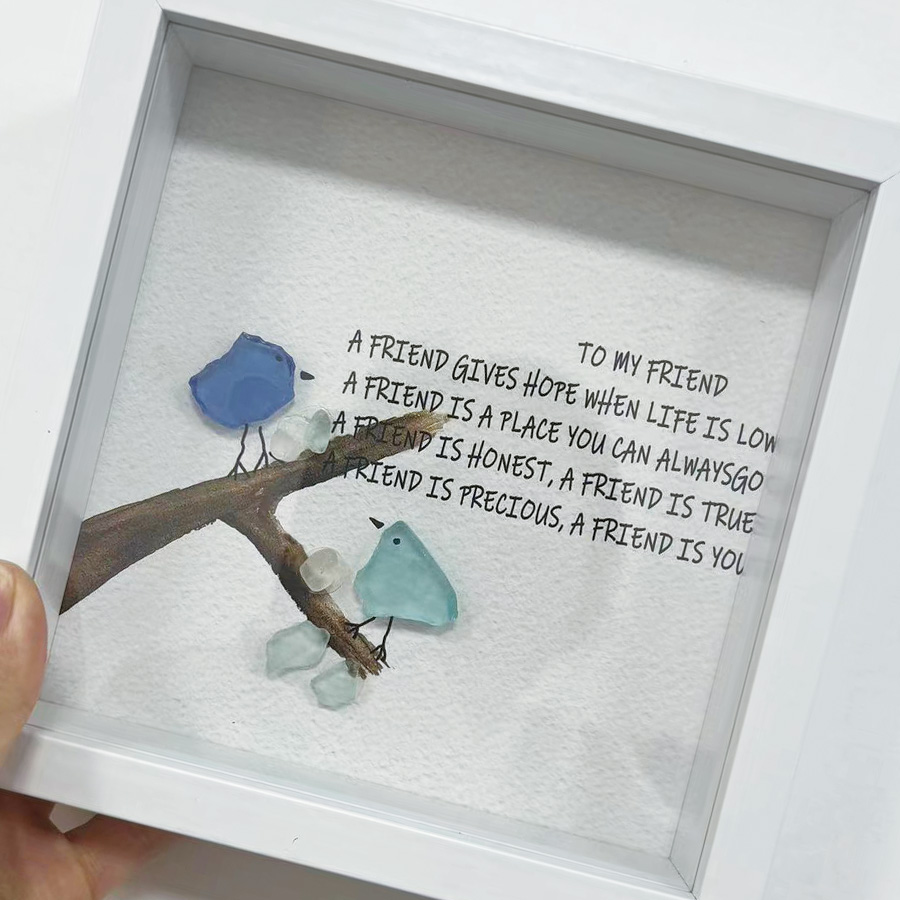 Friendship Sea Glass Birds Artwork