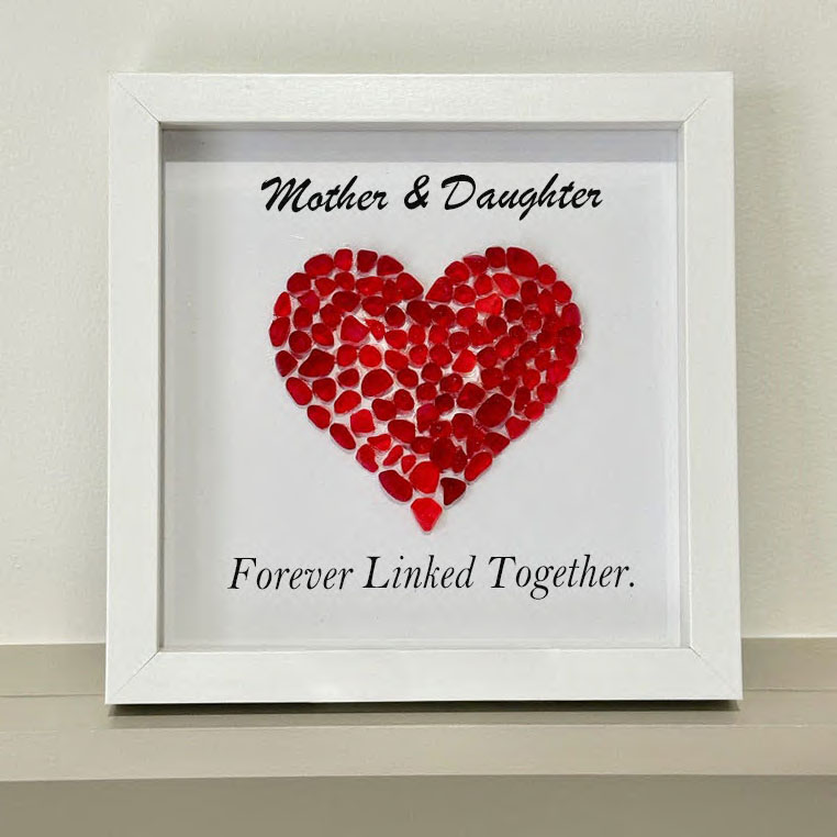 Mother & Daughter Forever Linked Together - Personalized Sea Glass Heart