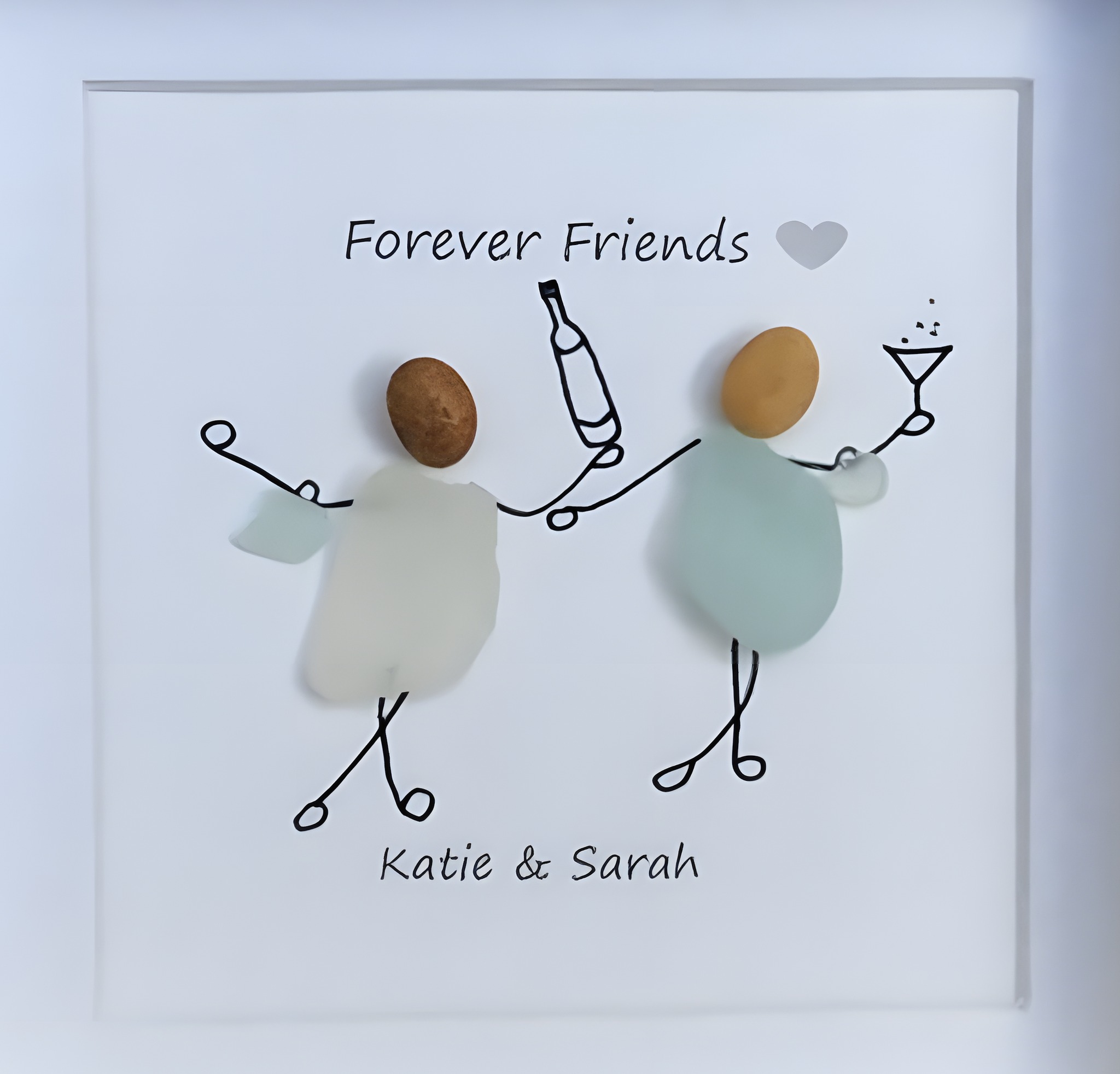 Pretty personalized friendship sea glass art
