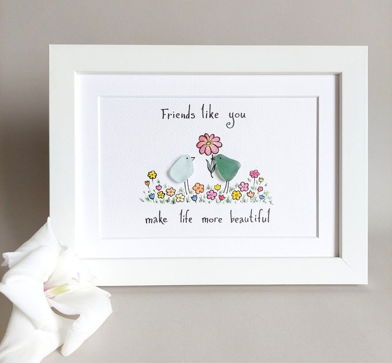 Gift for Close Friend- Handmade Original Sea Glass Art