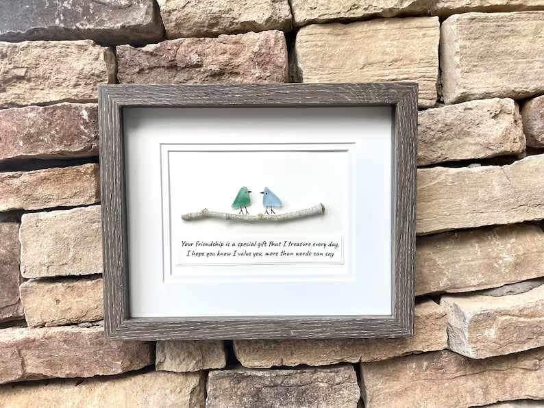 There's a discount for the last week❤️Sea Glass Art, Seaglass Birds, Friend Birthday Gift,Handmade