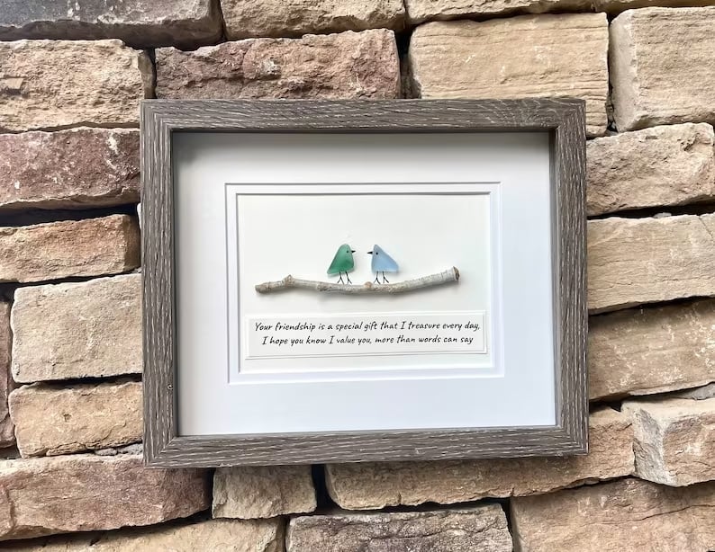 There's a discount for the last week❤️Sea Glass Art, Seaglass Birds, Friend Birthday Gift,Handmade