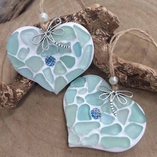 🔥Hot Sale 49% OFF-Small Sea Glass Mosaic Hanging Heart