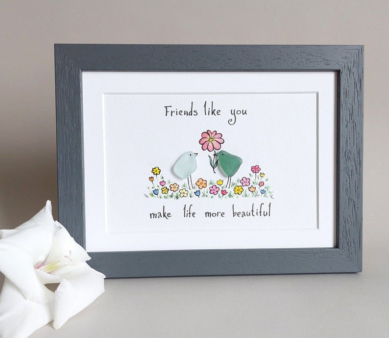 Gift for Close Friend- Handmade Original Sea Glass Art