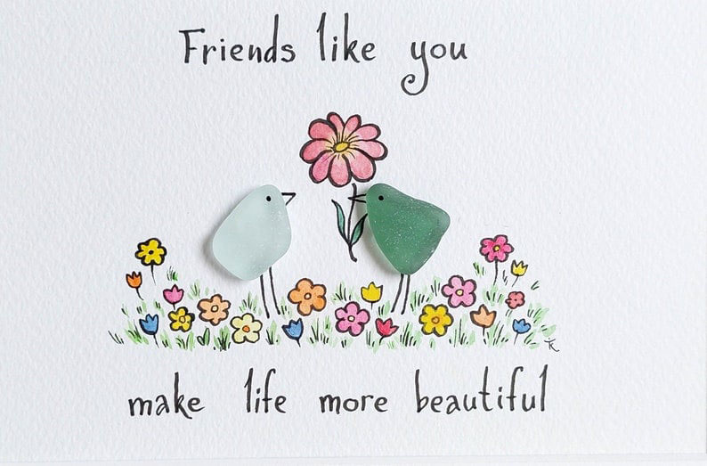 Gift for Close Friend- Handmade Original Sea Glass Art