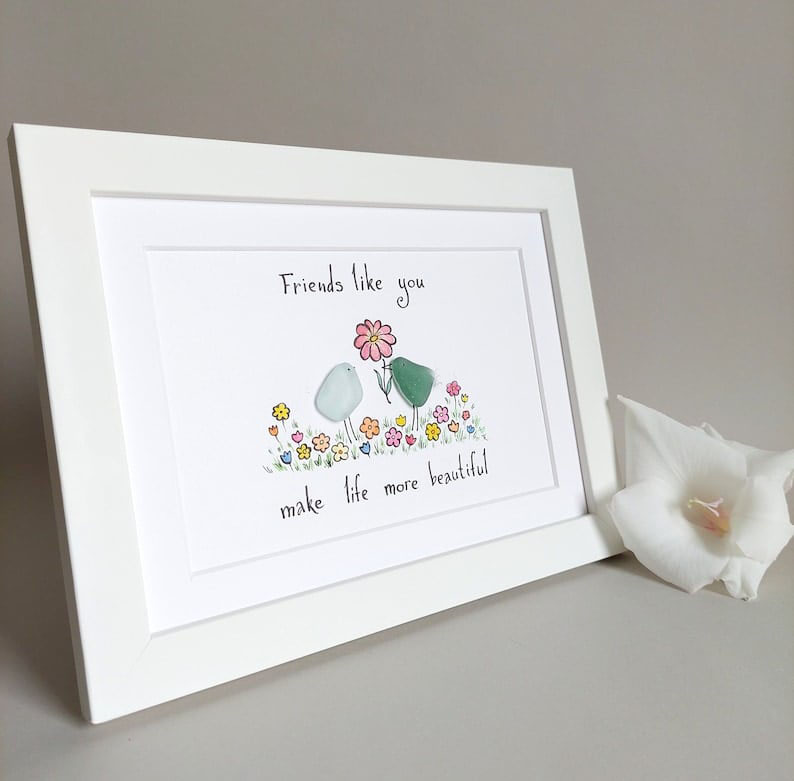 Gift for Close Friend- Handmade Original Sea Glass Art