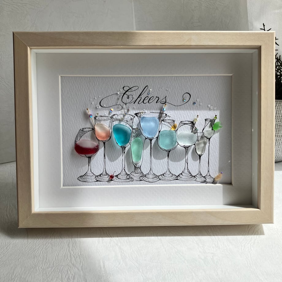 Cocktail Party Sea Glass Art