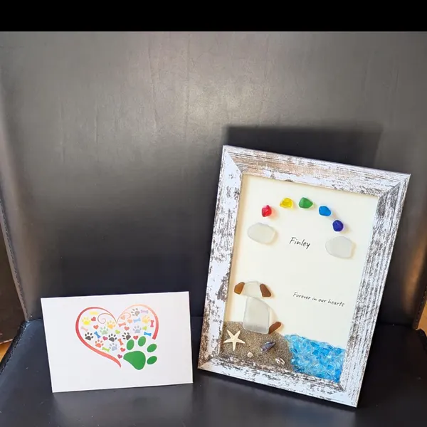 ❤️Personalized Sea Glass Dog at The Rainbow Bridge,Memorial or thoughtful gift for lost pets