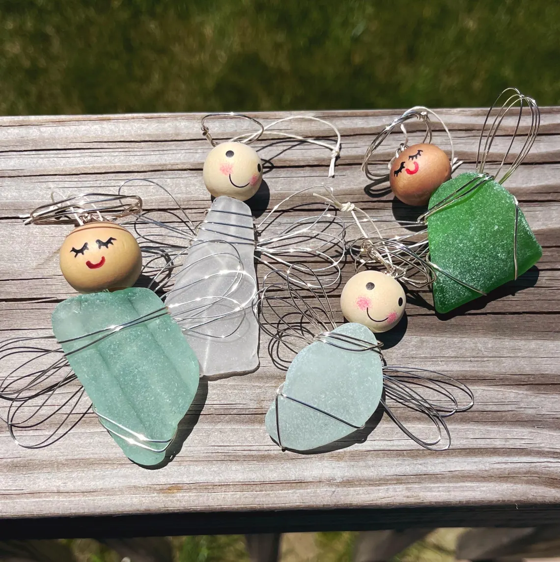 Handmade Sea Glass Angel Christmas Ornament