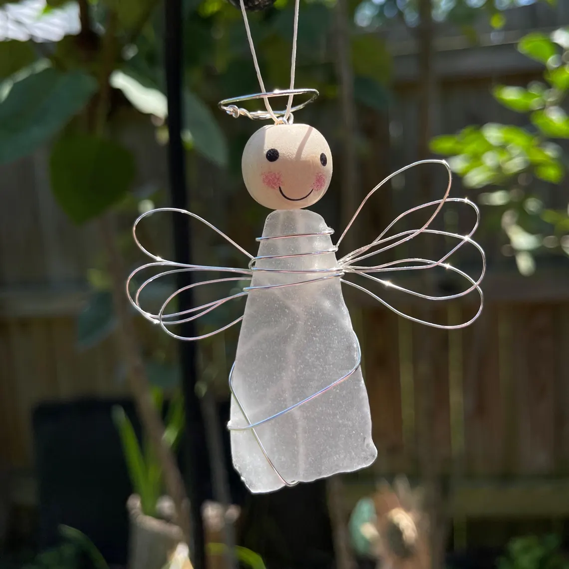 Handmade Sea Glass Angel Christmas Ornament