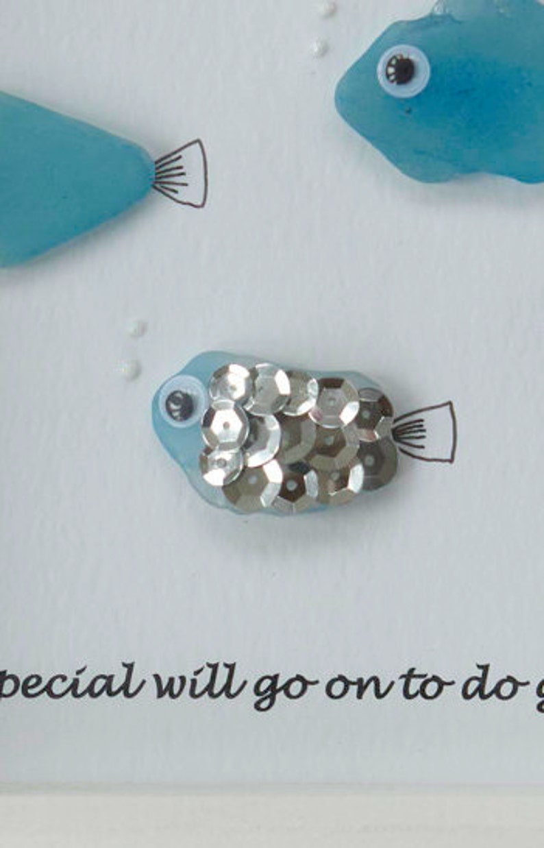 Sea Glass Fish Frame, Gift for Loved One, Christening Gift, New Baby Gift.