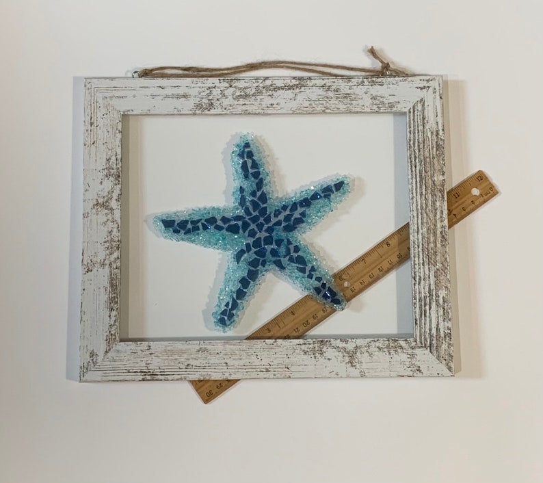 Starfish Sea Glass Starfish Art - Sea Glass Art Mosaic - Framed Beach