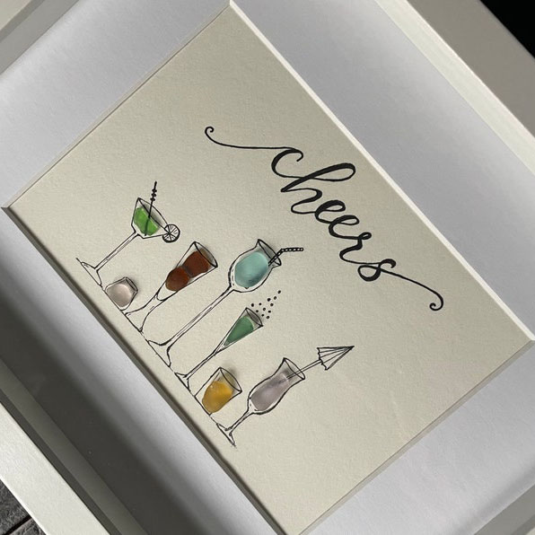 Handcrafted Cocktail Sea Glass Art 
