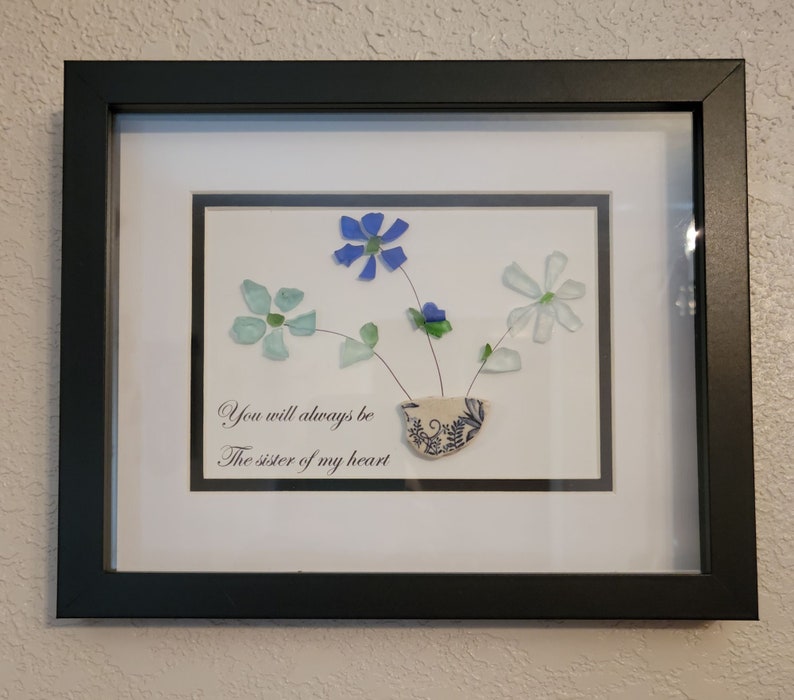 Sea Glass Flower Bouquet Sea Glass Framed Art